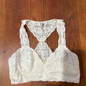 Free People Intimately Lace Racerback Bralette in Ivory - Large Women